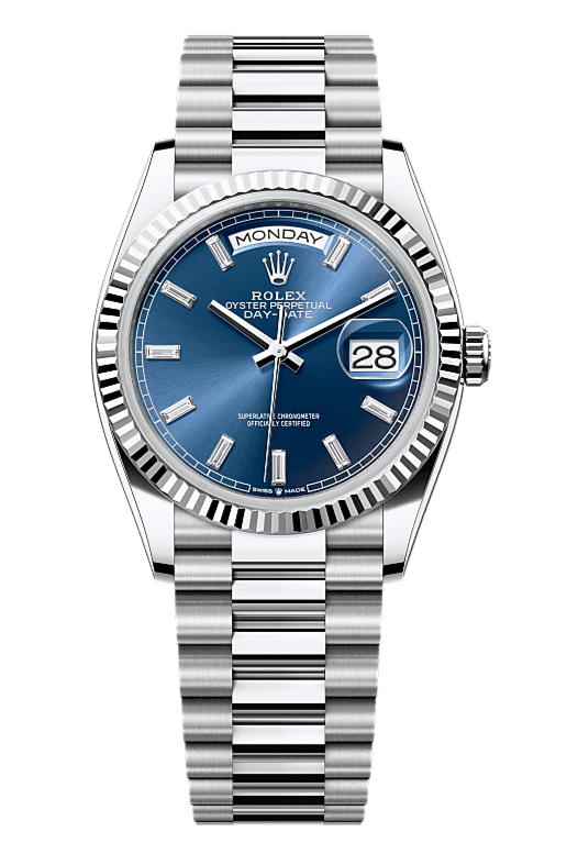 Day-Date 36 Oyster, 36 mm, platinum, Blue 128236