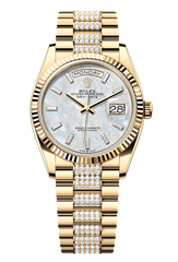 Day-Date 36 Oyster, 36 mm, yellow gold, Mother of Pearl dial with diamond Bracelet 128238