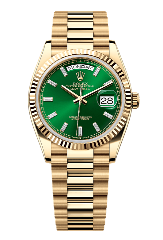 Day-Date 36 Oyster, 36 mm, yellow gold, Green 128238