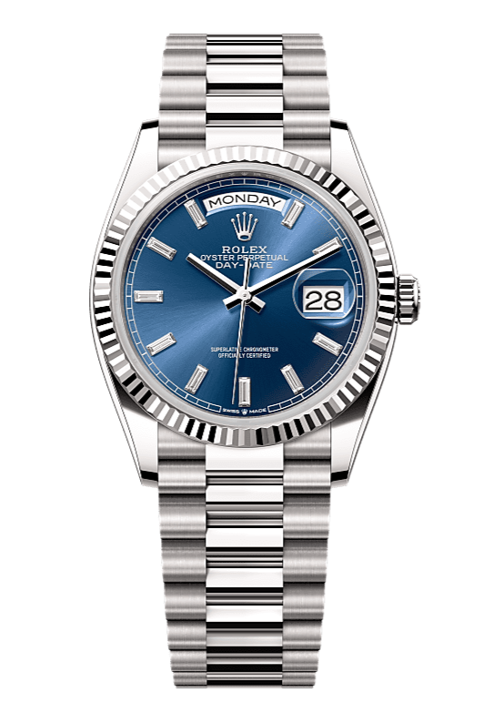 Day-Date 36 Oyster, 36 mm, white gold, Ice Blue 128239