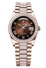 Day-Date 36 Oyster, 36 mm, Everose gold and diamonds, Brown dial with Diamond Bracelet 128345RBR