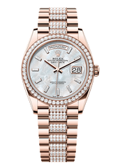 Day-Date 36 Oyster, 36 mm, Everose gold and diamonds, Mother of Pearl dial with Diamond Bracelet 128345RBR