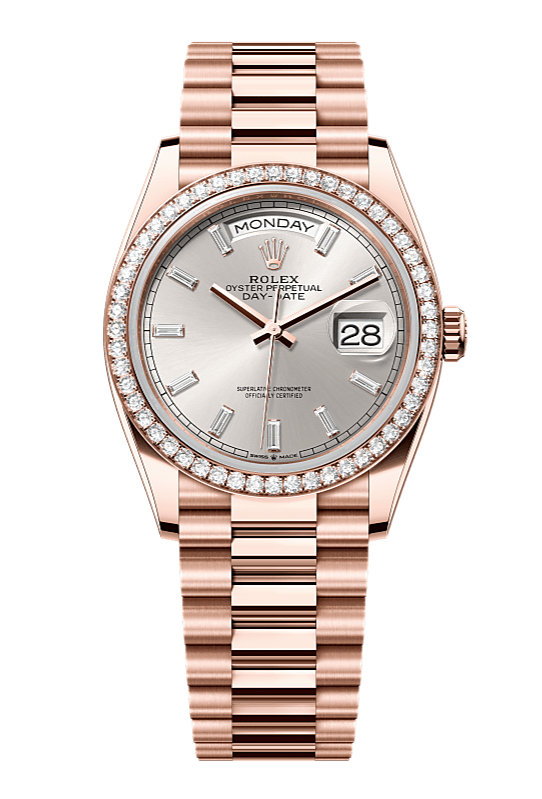 Day-Date 36 Oyster, 36 mm, Everose gold and diamonds, Silver 128345RBR