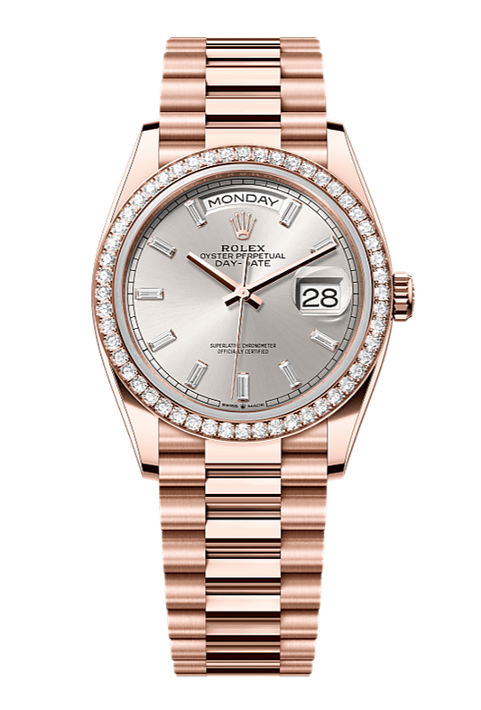 Day-Date 36 Oyster, 36 mm, Everose gold and diamonds, Silver 128345RBR