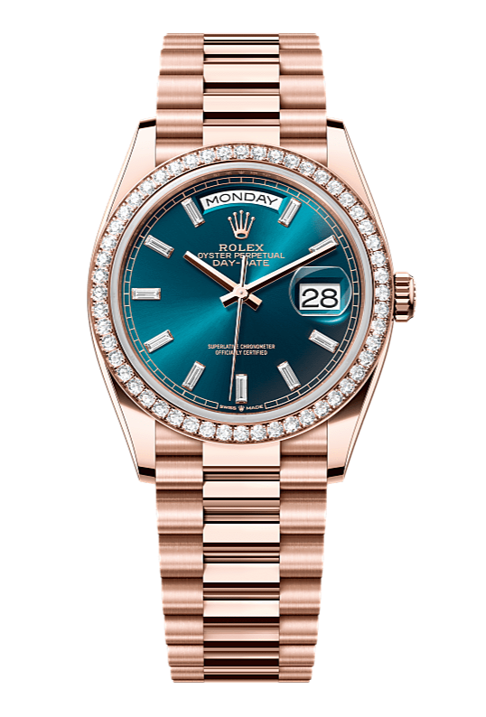 Day-Date 36 Oyster, 36 mm, Everose gold and diamonds, Blue 128345RBR