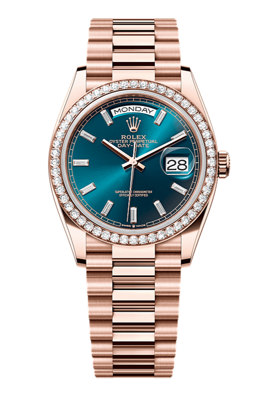 Day-Date 36 Oyster, 36 mm, Everose gold and diamonds, Blue 128345RBR