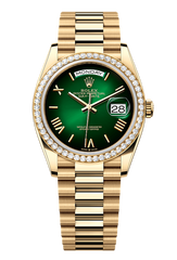 Day-Date 36 Oyster, 36 mm, yellow gold and diamonds, Dark Green 128348RBR