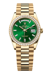 Day-Date 36 Oyster, 36 mm, yellow gold and diamonds, Green 128348RBR