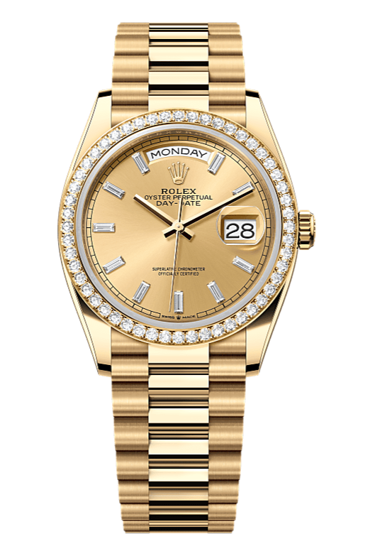 Day-Date 36 Oyster, 36 mm, yellow gold and diamonds, Champagne 128348RBR