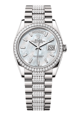 Day-Date 36 Oyster, 36 mm, white gold and diamonds, Mother of Pearl 128349RBR