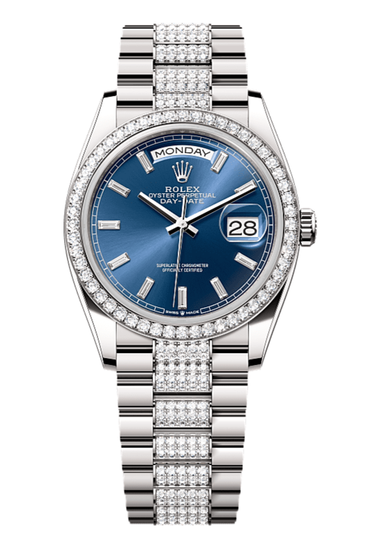 Day-Date 36 Oyster, 36 mm, white gold and diamonds, Ice Blue 128349RBR