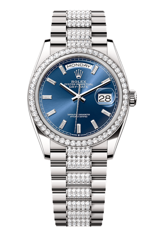 Day-Date 36 Oyster, 36 mm, white gold and diamonds, Ice Blue 128349RBR