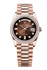 Day-Date 36 Oyster, 36 mm, Everose gold and diamonds, Brown dial with Diamond Indexes 128395TBR