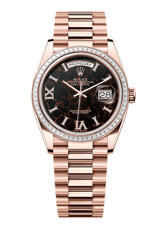 Day-Date 36 Oyster, 36 mm, Everose gold and diamonds, Black 128395TBR