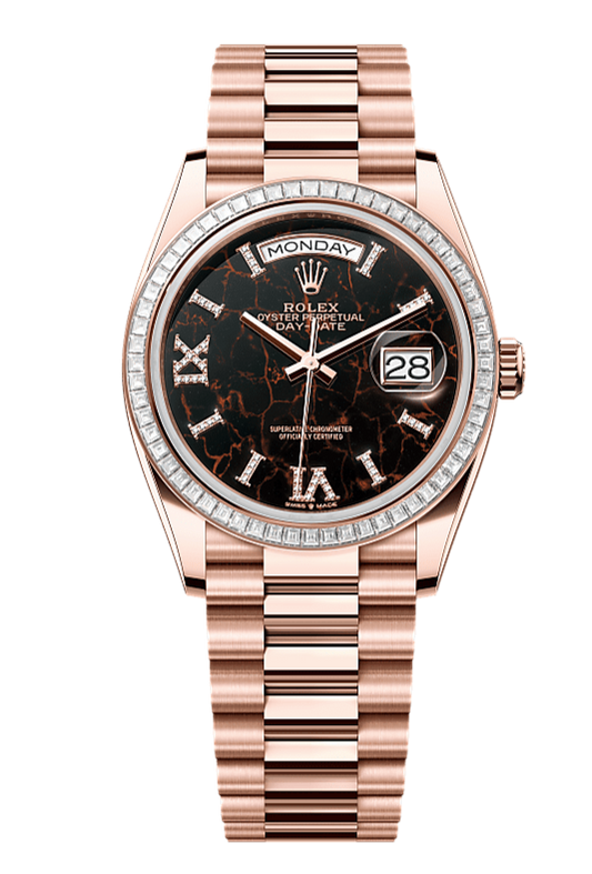 Day-Date 36 Oyster, 36 mm, Everose gold and diamonds, Black 128395TBR