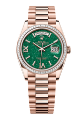 Day-Date 36 Oyster, 36 mm, Everose gold and diamonds, Green 128395TBR