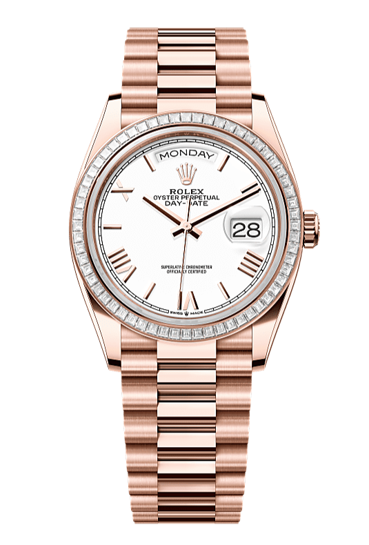 Day-Date 36 Oyster, 36 mm, Everose gold and diamonds, White 128395TBR