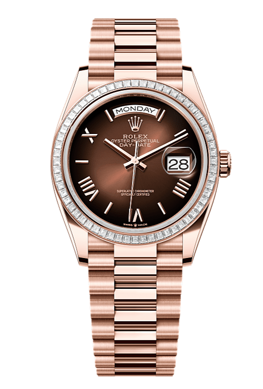 Day-Date 36 Oyster, 36 mm, Everose gold and diamonds, Brown 128395TBR