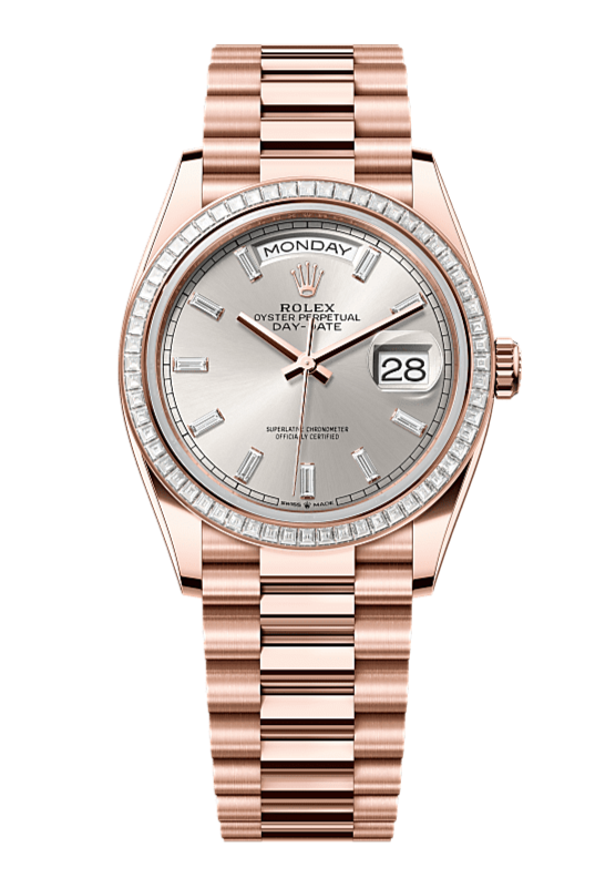 Day-Date 36 Oyster, 36 mm, Everose gold and diamonds, Silver 128395TBR