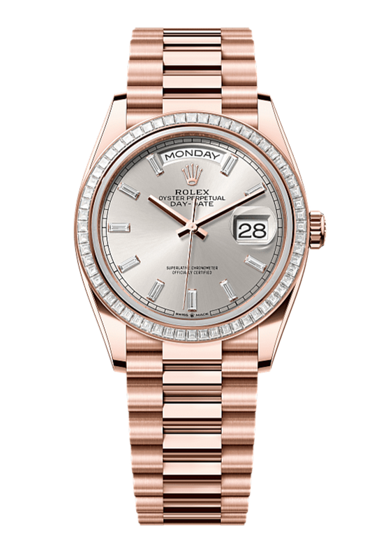 Day-Date 36 Oyster, 36 mm, Everose gold and diamonds, Silver 128395TBR