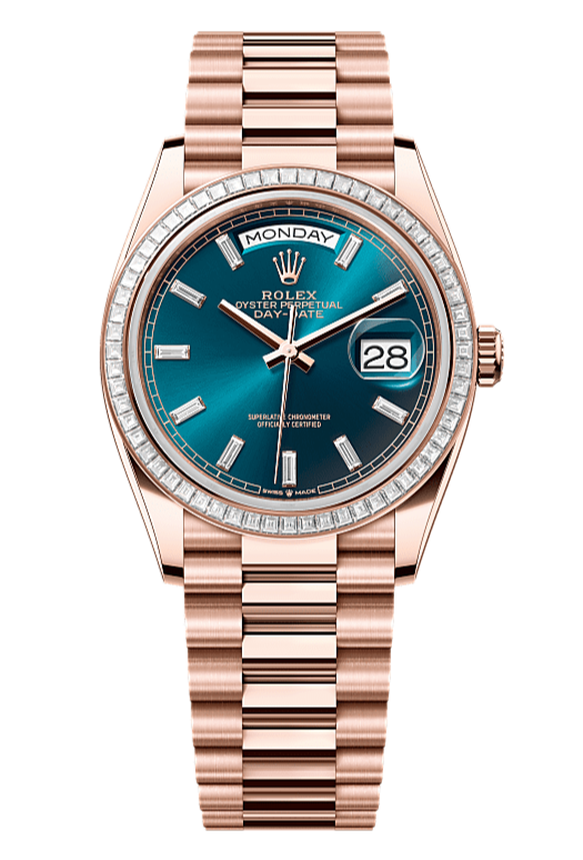 Day-Date 36 Oyster, 36 mm, Everose gold and diamonds, Blue 128395TBR