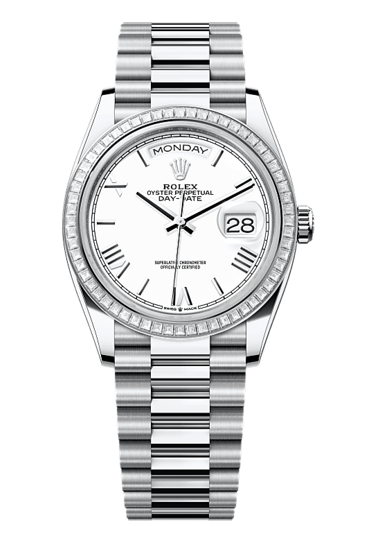 Day-Date 36 Oyster, 36 mm, platinum and diamonds, White 128396TBR