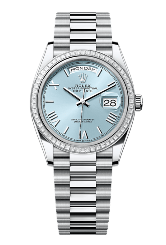 Day-Date 36 Oyster, 36 mm, platinum and diamonds, Ice Blue 128396TBR