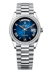 Day-Date 36 Oyster, 36 mm, platinum and diamonds, Navy Blue 128396TBR