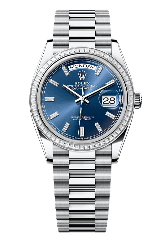 Day-Date 36 Oyster, 36 mm, platinum and diamonds, Blue 128396TBR