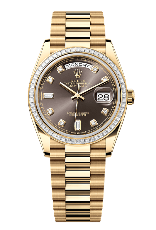 Day-Date 36 Oyster, 36 mm, yellow gold and diamonds, Grey 128398TBR