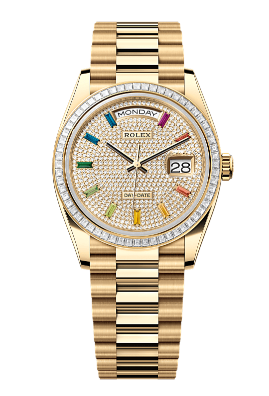 Day-Date 36 Oyster, 36 mm, yellow gold and diamonds, Diamond Paved 128398TBR