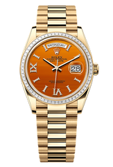 Day-Date 36 Oyster, 36 mm, yellow gold and diamonds, Carnelian 128398TBR