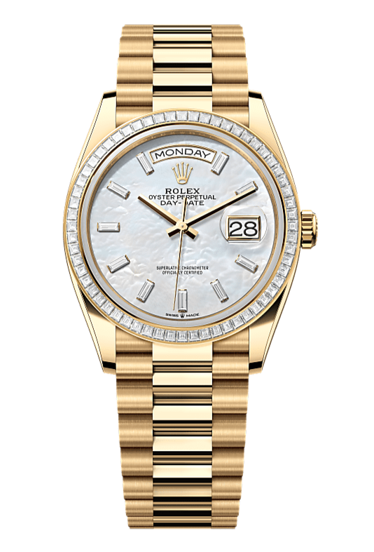 Day-Date 36 Oyster, 36 mm, yellow gold and diamonds, Mother of Pearl 1 128398TBR