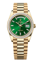 Day-Date 36 Oyster, 36 mm, yellow gold and diamonds, Green 128398TBR