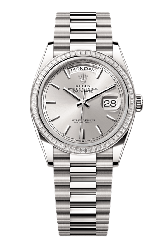 Day-Date 36 Oyster, 36 mm, white gold and diamonds, Silver 128399TBR