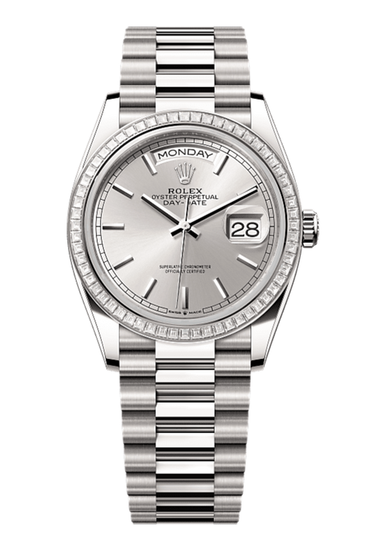 Day-Date 36 Oyster, 36 mm, white gold and diamonds, Silver 128399TBR