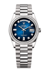 Day-Date 36 Oyster, 36 mm, white gold and diamonds, Blue Diamond Indexes 128399TBR