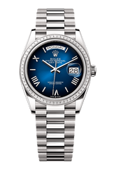 Day-Date 36 Oyster, 36 mm, white gold and diamonds, Blue 128399TBR