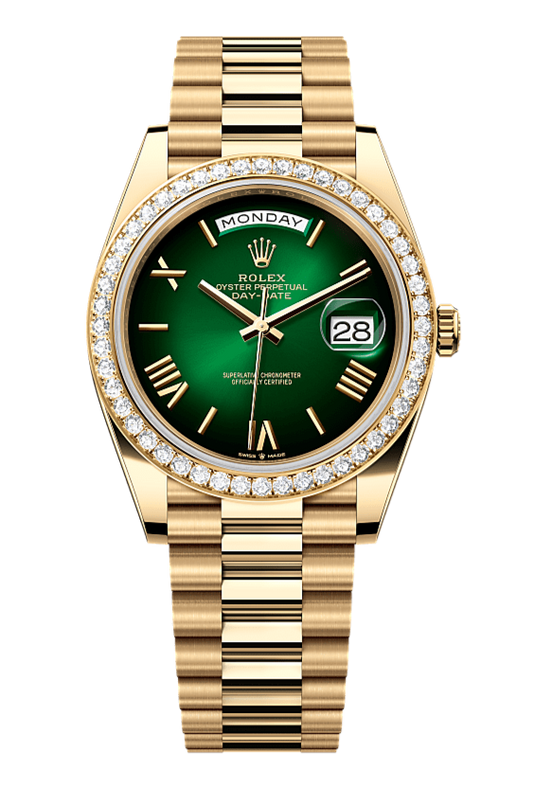 Day-Date 40 Oyster, 40 mm, yellow gold and diamonds, Green 228348RBR