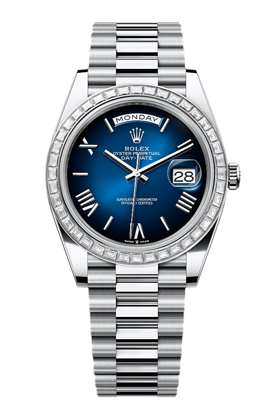 Day-Date 40 Oyster, 40 mm, platinum and diamonds, Blue 228396TBR