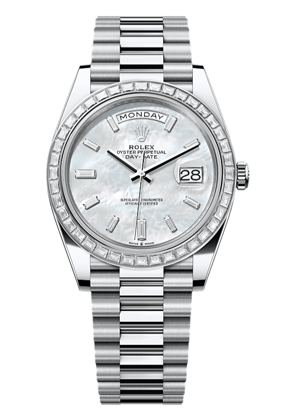 Day-Date 40 Oyster, 40 mm, platinum and diamonds, Mother of Pearl 228396TBR