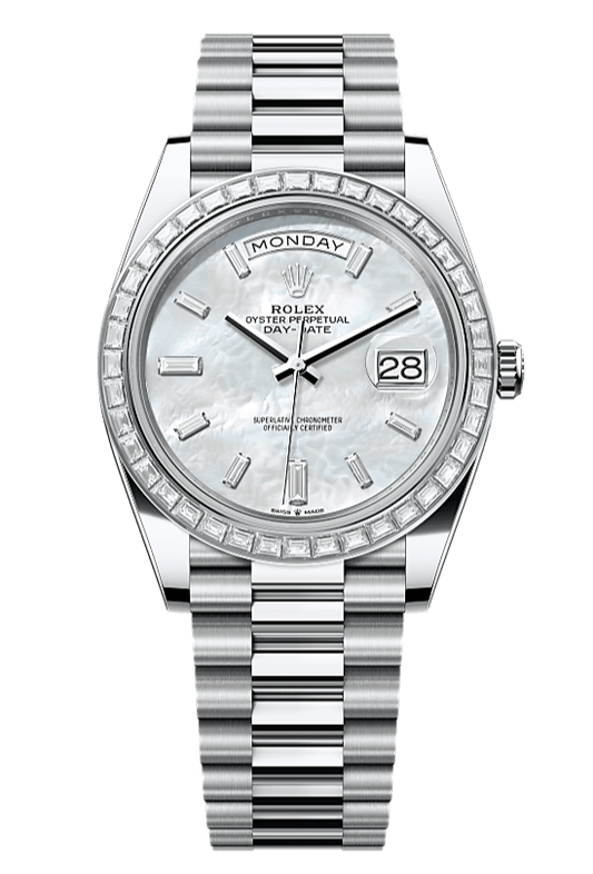 Day-Date 40 Oyster, 40 mm, platinum and diamonds, Mother of Pearl 228396TBR