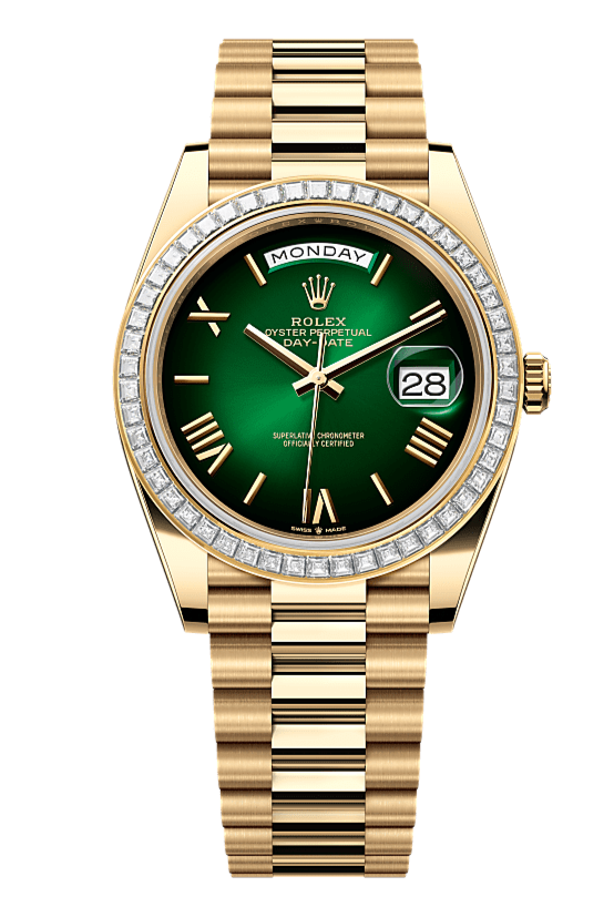 Day-Date 40 Oyster, 40 mm, yellow gold and diamonds, Green 228398TBR