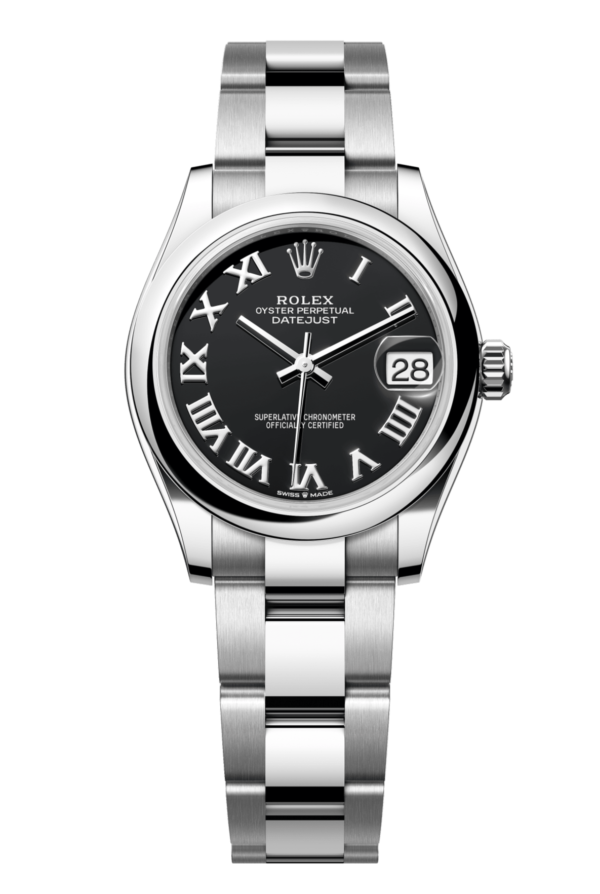 Rolex Oyster Perpetual Datejust 31 in Oystersteel features a bright black dial and an Oyster bracelet 278240-Black