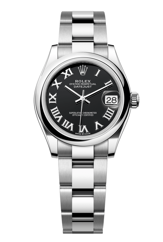 Rolex Oyster Perpetual Datejust 31 in Oystersteel features a bright black dial and an Oyster bracelet 278240-Black