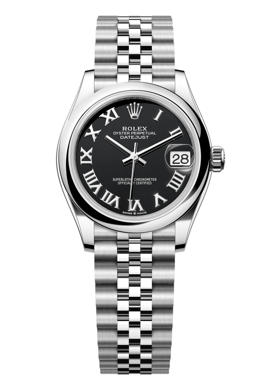 Rolex Oyster Perpetual Datejust 31 in Oystersteel features a bright black dial and a Jubilee bracelet 278240-Black 1