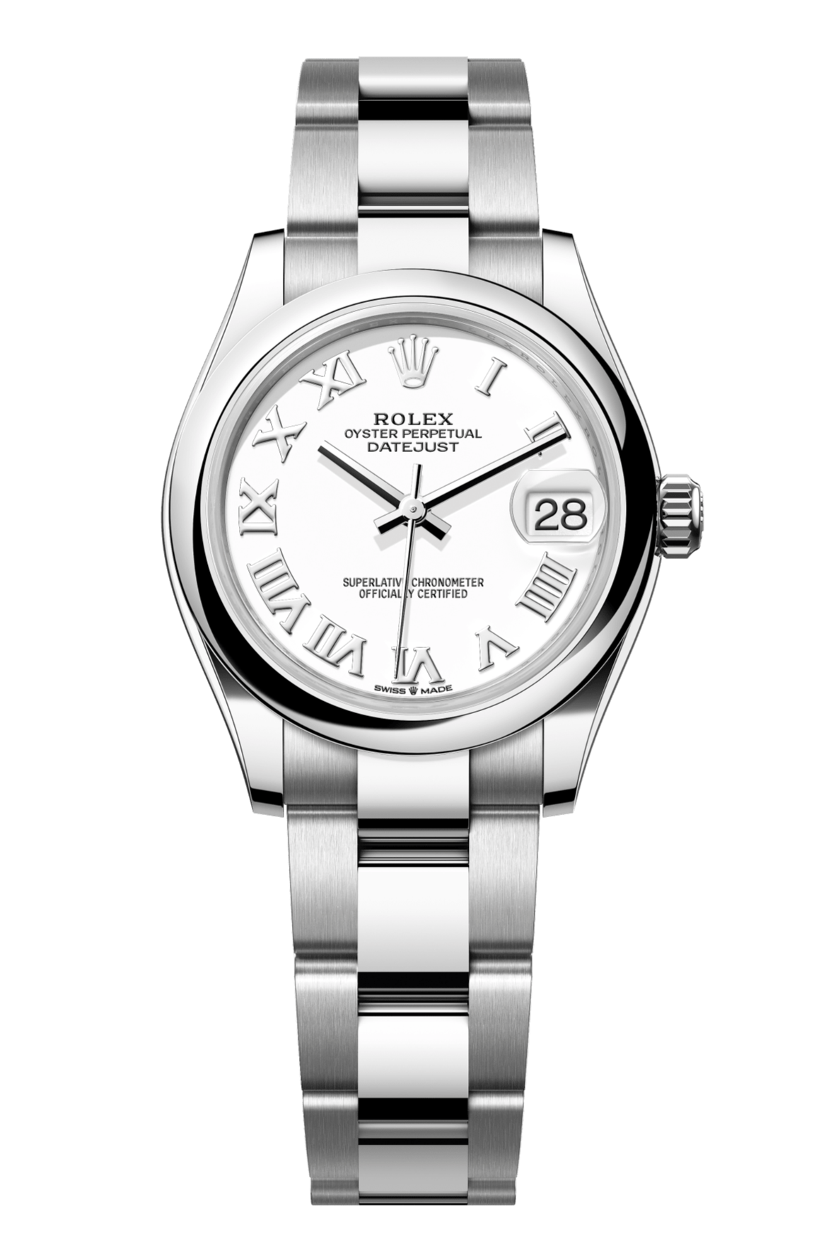 Rolex Oyster Perpetual Datejust 31 in Oystersteel features a white dial and an Oyster bracelet 278240-White