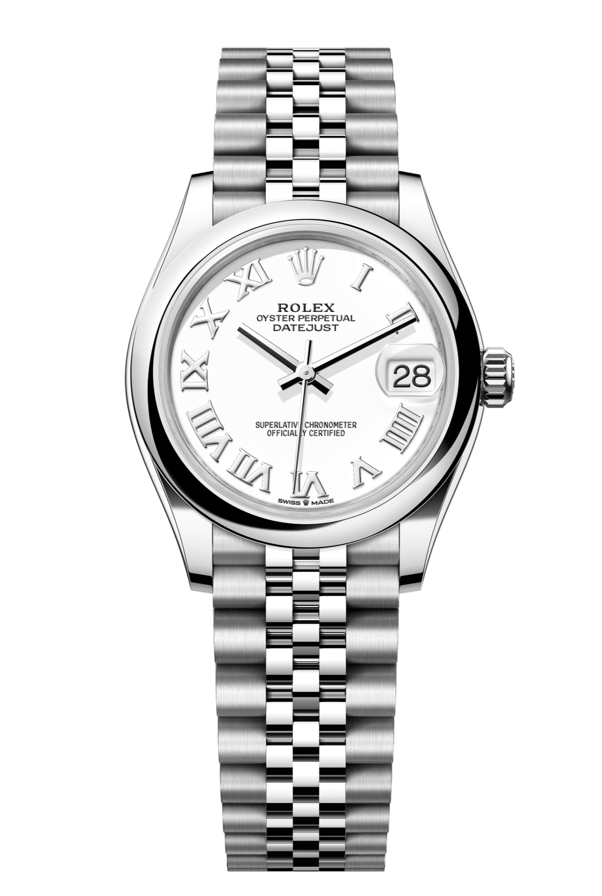 Rolex Oyster Perpetual Datejust 31 in Oystersteel features a white dial and a Jubilee bracelet 278240-White 1