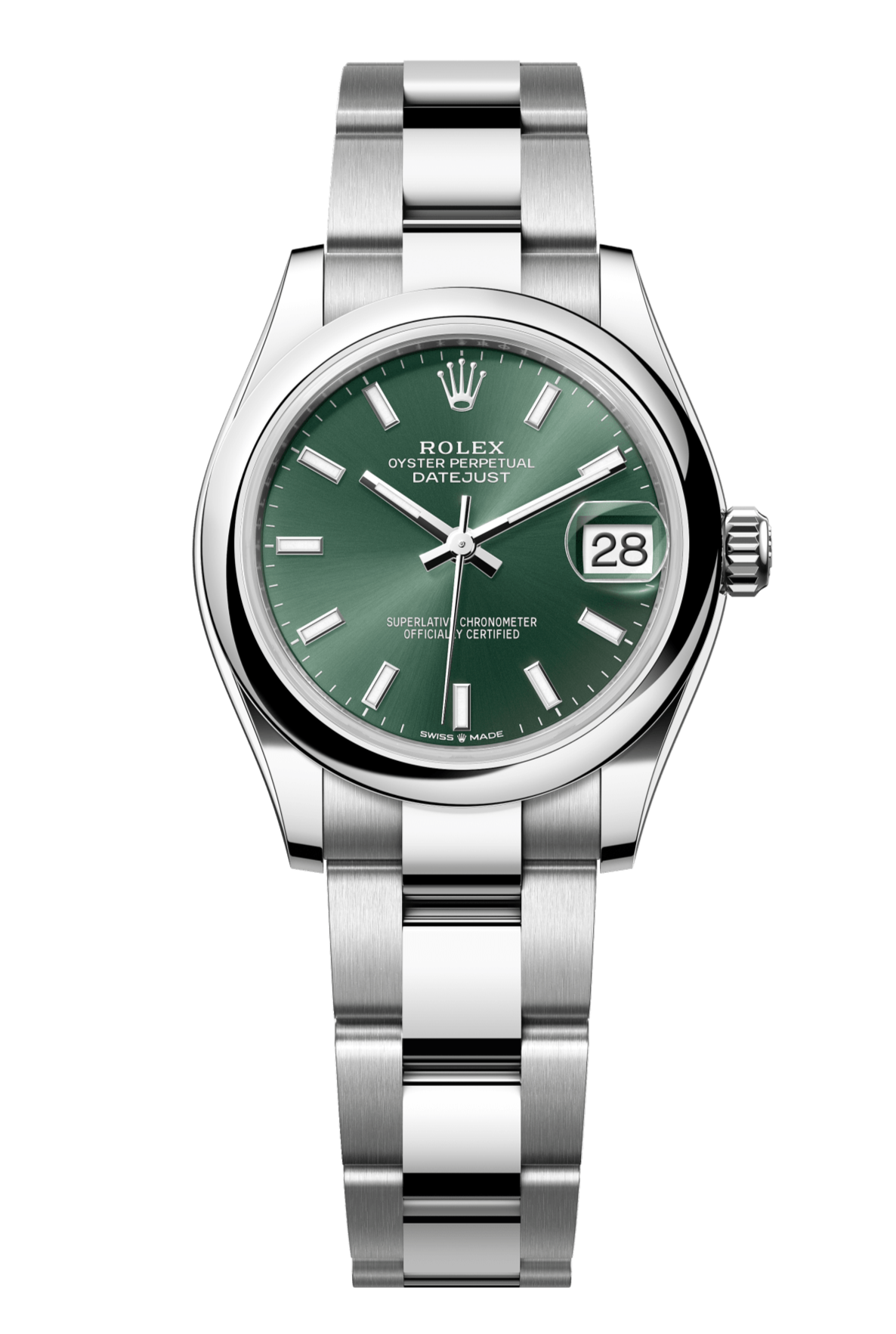 Rolex Oyster Perpetual Datejust 31 in Oystersteel features a mint green dial and an Oyster bracelet 278240-Green