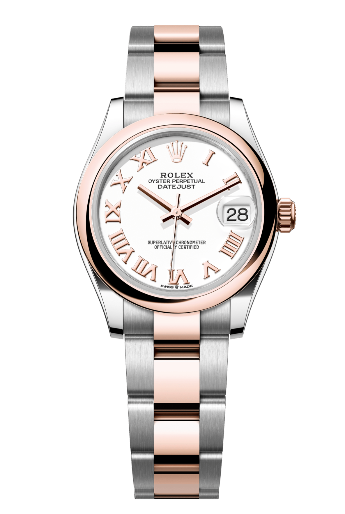 Rolex Oyster Perpetual Datejust 31 in Oystersteel and Everose gold features a white dial and an Oyster bracelet 278241-White